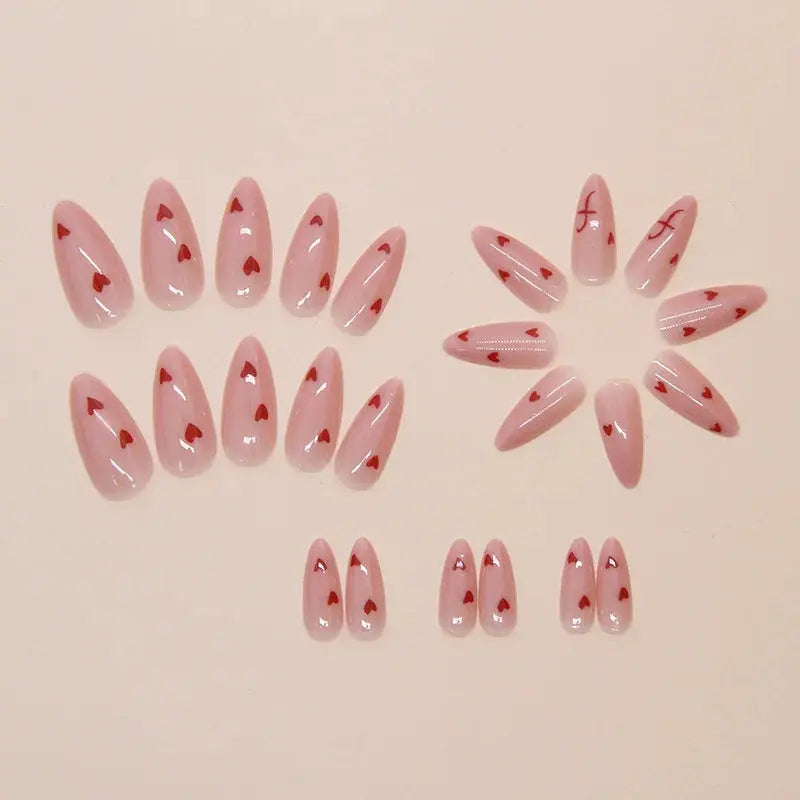 Sweet Sweetheart 24 Pcs Press on Nails Pink Gradient Fake Nails Glossy Artificial Finger Manicure Reusable False Nails for Women Makeup art