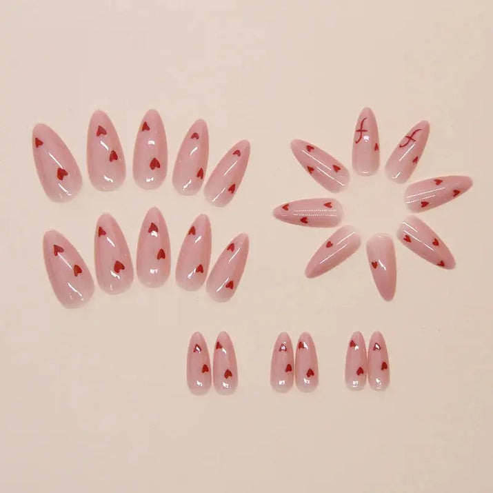 Sweet Sweetheart 24 Pcs Press on Nails Pink Gradient Fake Nails Glossy Artificial Finger Manicure Reusable False Nails for Women Makeup art