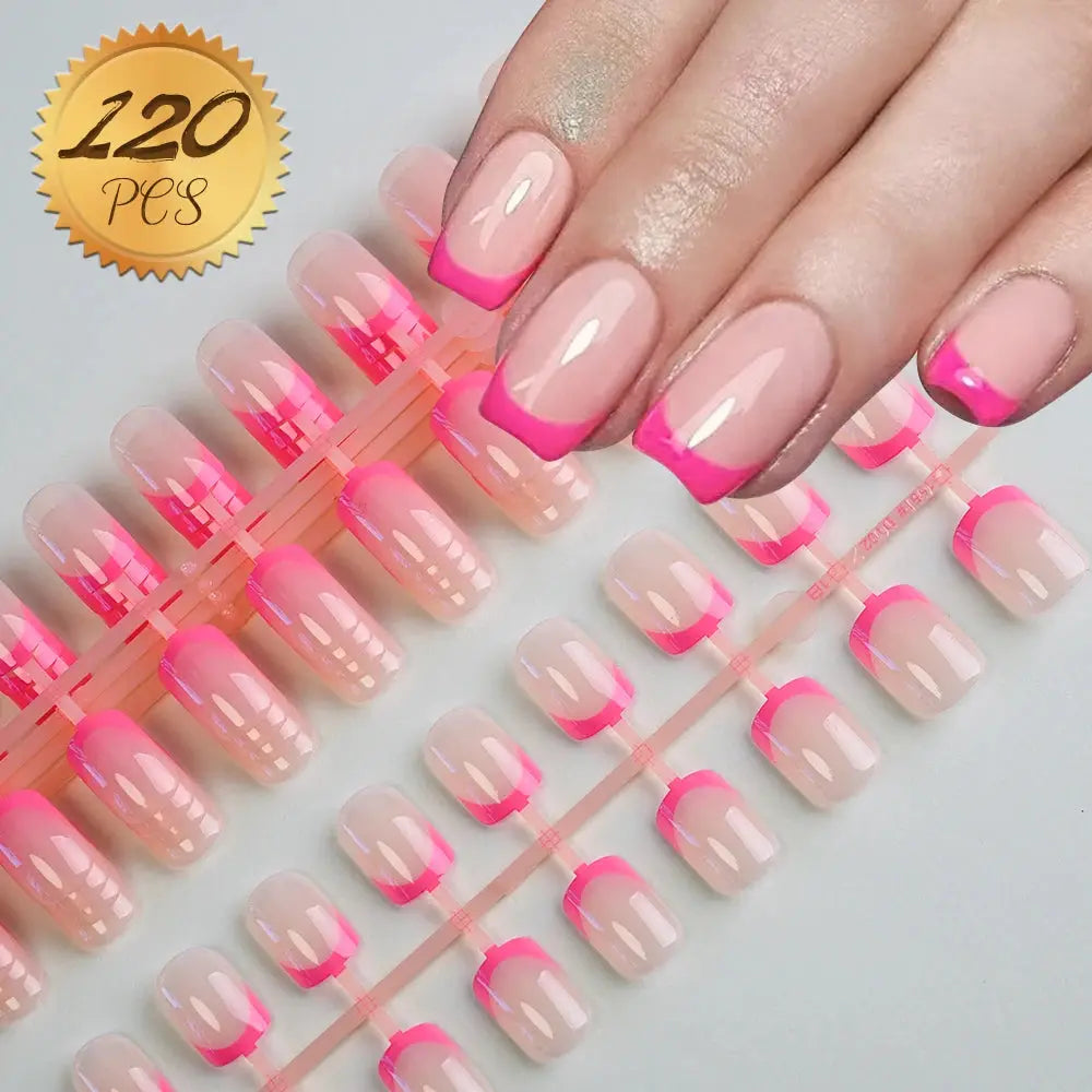 100Pcs Light Pink Press on Nails Short Medium Square Wearable Fake Nails Tips 10 sizes Full Cover False Nails Finger Decoration Makeup art