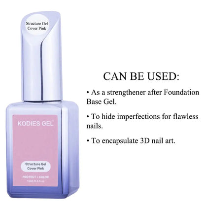 KODIES GEL Structure Rubber Base Gel Nail Polish 15ML UV/LED Cover Pink Gellak Gummy Base Coat Gel Varnish All for Manicure Nail Makeup art