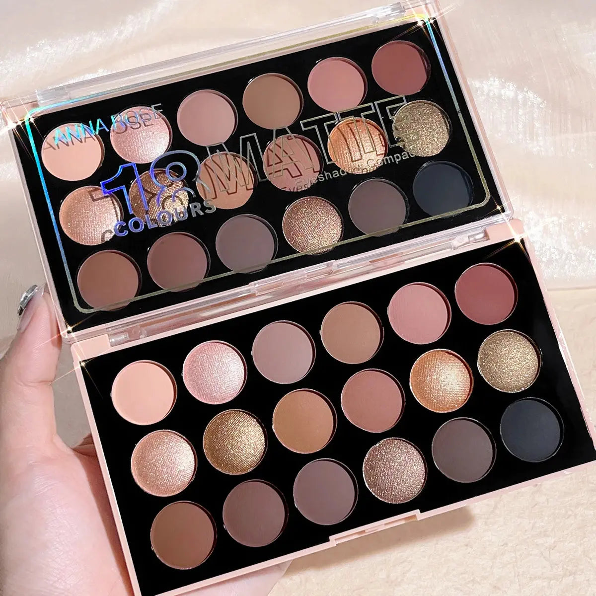 18-Color Eyeshadow Palette – Pearlescent, Matte, Fine Shimmer, Glitter, Earth Tones, Long-Lasting, High-Performance Makeup art